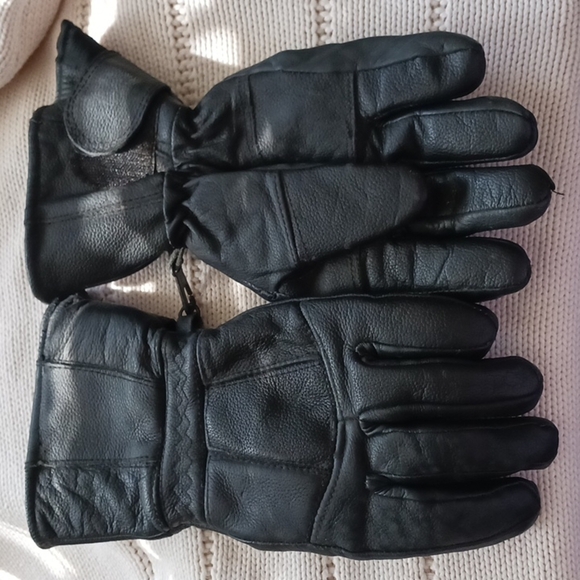 Black Leather Motorcycle Gloves - Picture 1 of 4